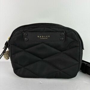 Radley London Black Quilted Belt Bag Fanny Pack with Scottie Dog Tag